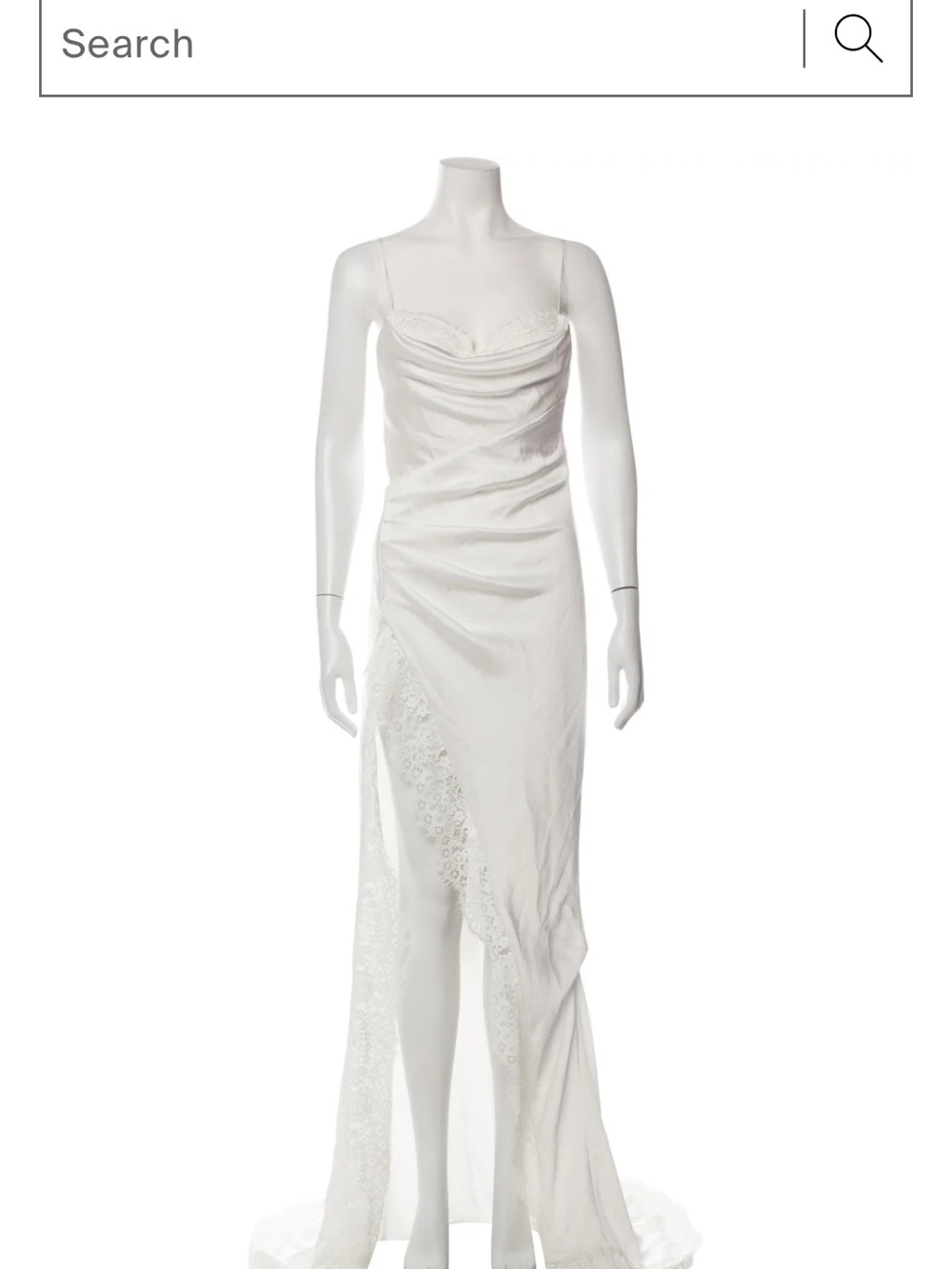 White Lace-Trim Satin Slip Dress